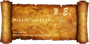Miklósy Erik névjegykártya